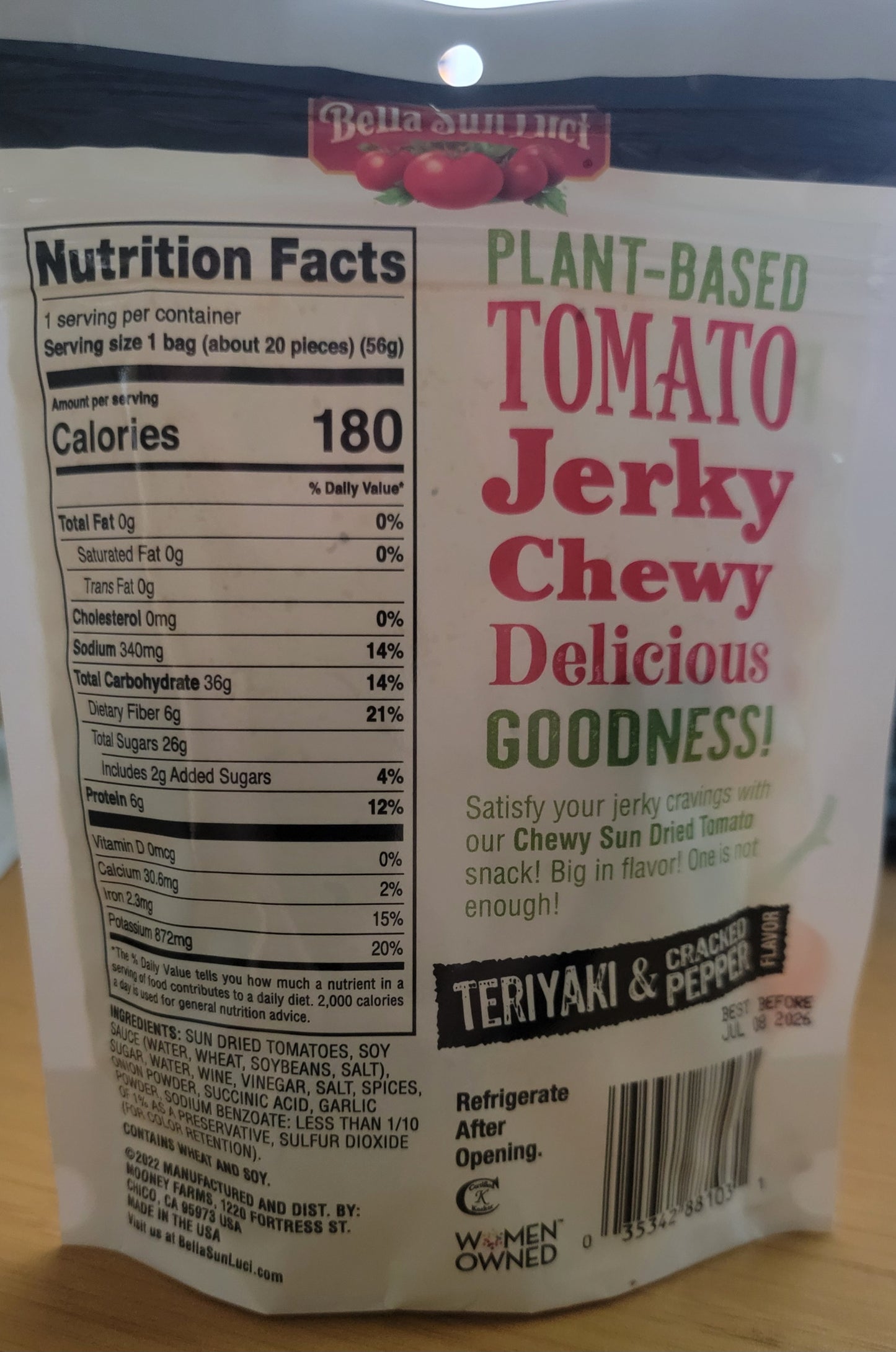 Bella Sun Luci - Cracked Pepper Teriyaki Tomato Jerky