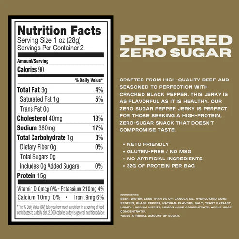Anthem Snacks - Peppered Zero Sugar Beef Jerky