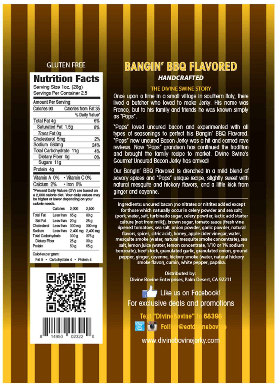 Divine Bovine - Bangin’ BBQ Style Bacon Jerky (2.5 oz)