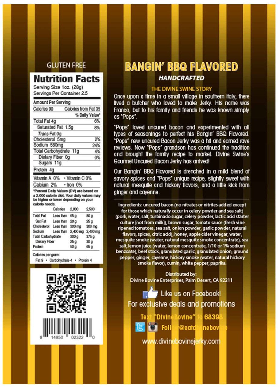 Divine Bovine - Bangin’ BBQ Style Bacon Jerky (2.5 oz)
