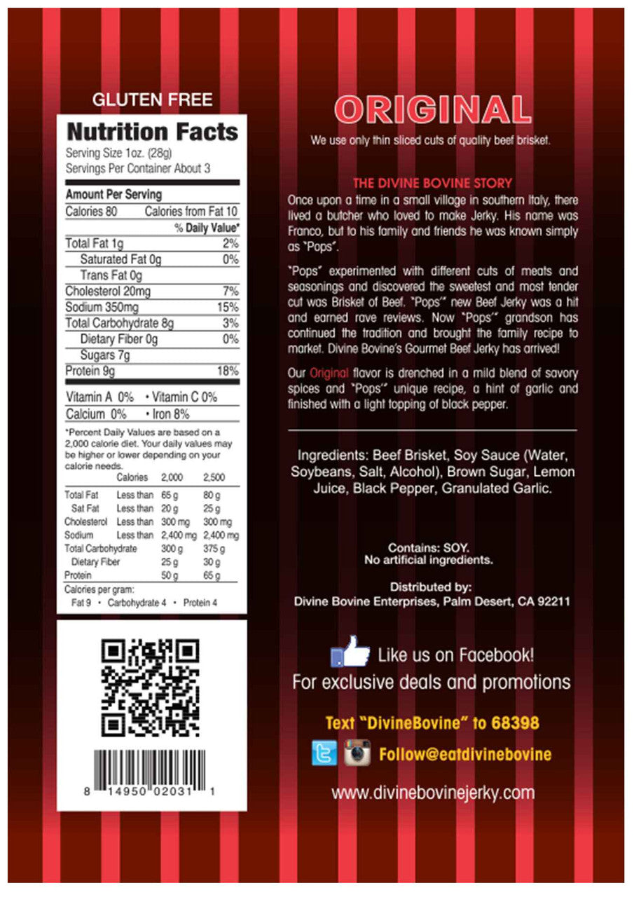 Divine Bovine - Original Beef Jerky (3.25 oz)
