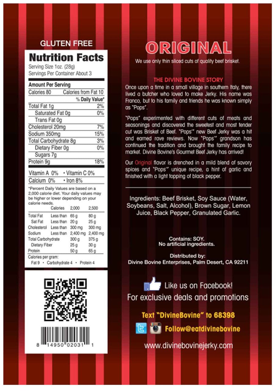 Divine Bovine - Original Beef Jerky (3.25 oz)
