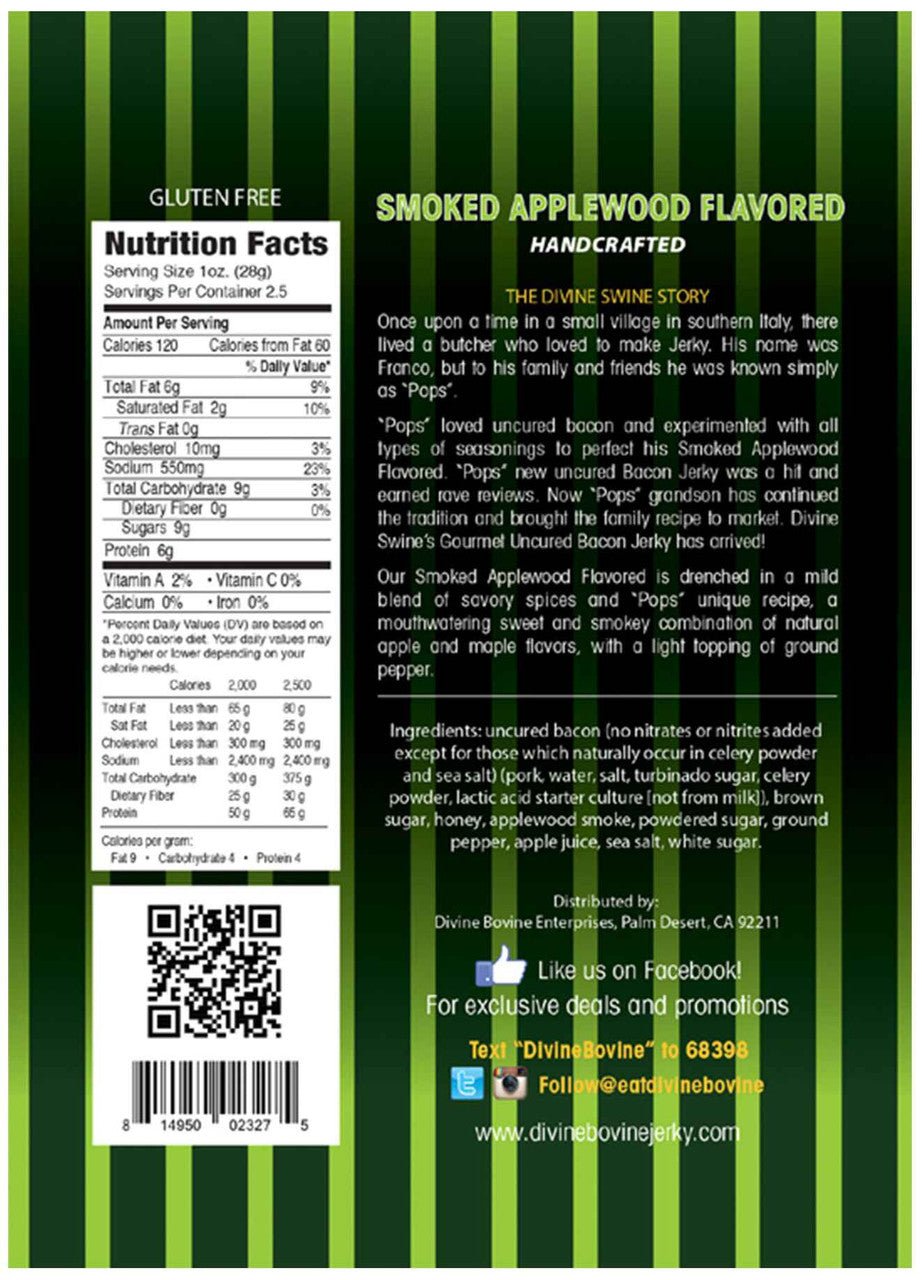 Divine Bovine - Smoked Applewood Style Bacon Jerky (2.5 oz)