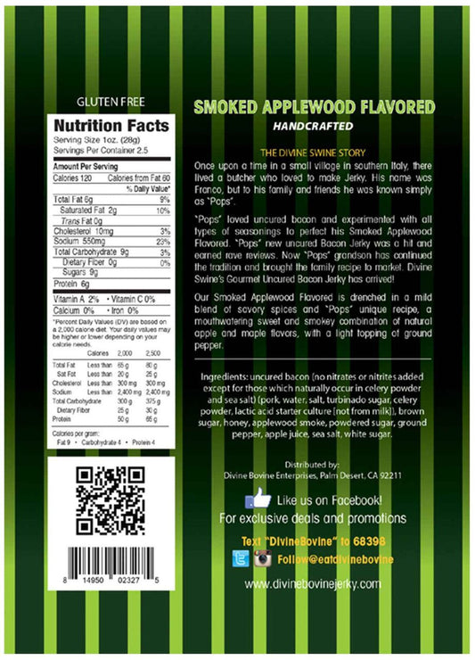 Divine Bovine - Smoked Applewood Style Bacon Jerky (2.5 oz)