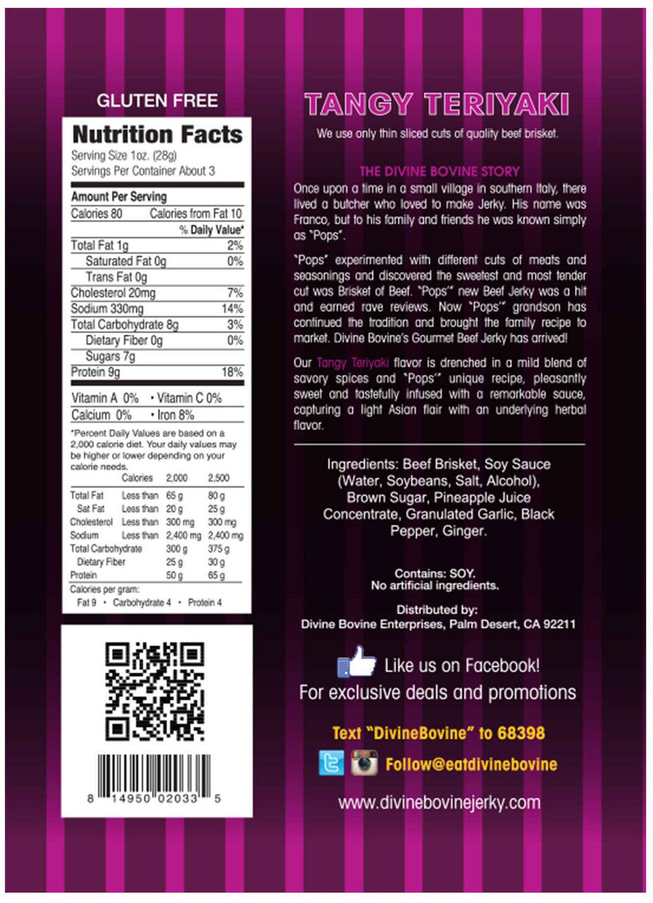 Divine Bovine - Tangy Teriyaki Beef Jerky (3.25 oz)