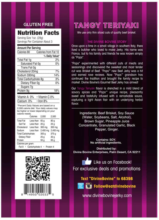 Divine Bovine - Tangy Teriyaki Beef Jerky (3.25 oz)