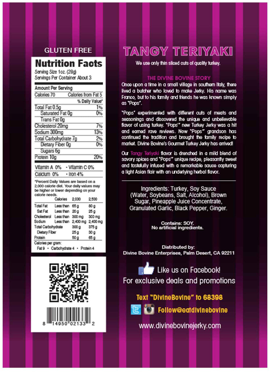 Divine Bovine - Tangy Teriyaki Turkey Jerky (3.25 oz)