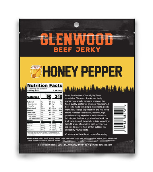 Glenwood Snacks - Honey Pepper Beef Jerky