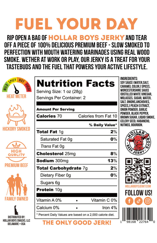 Hollar Boys Jerky - Peach Bourbon Beef Jerky