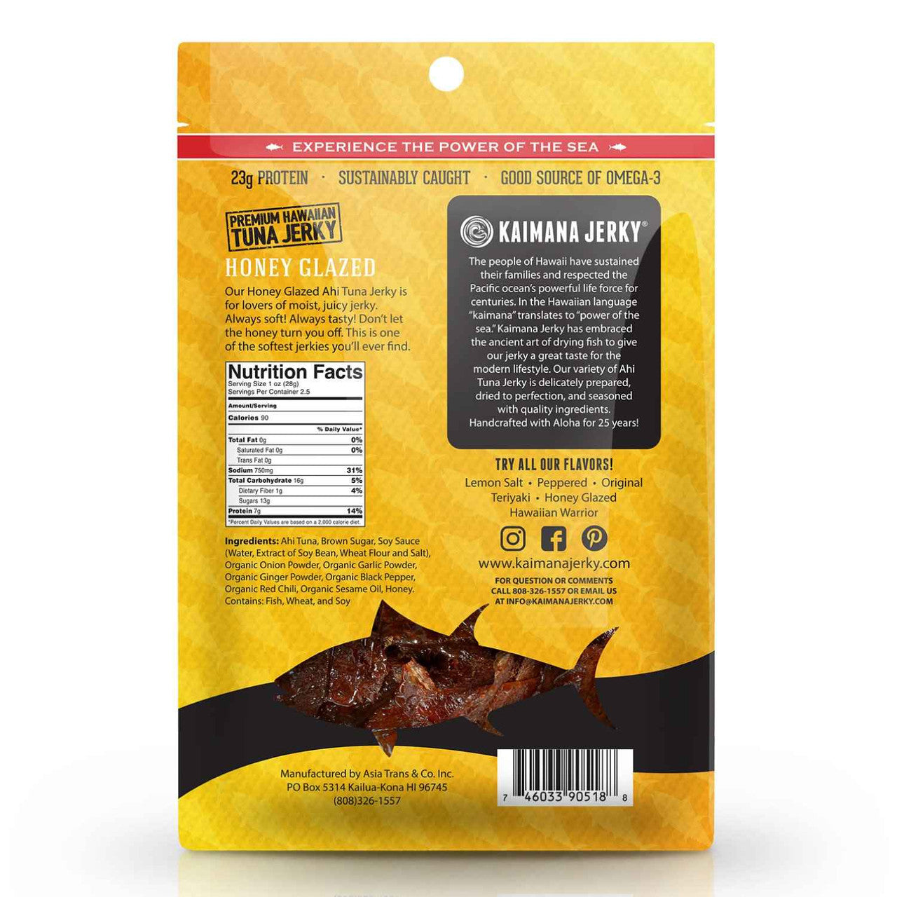 Kaimana Jerky - Honey Glazed Tuna Jerky (2 oz)