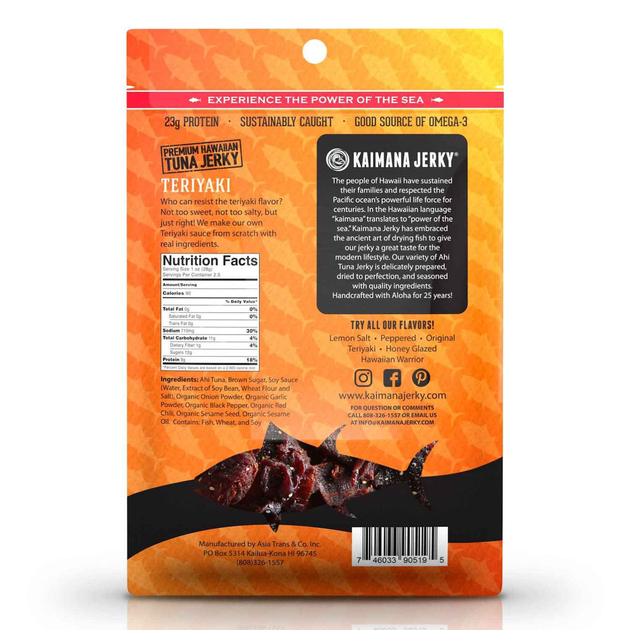 Kaimana Jerky - Teriyaki Tuna Jerky (2 oz)