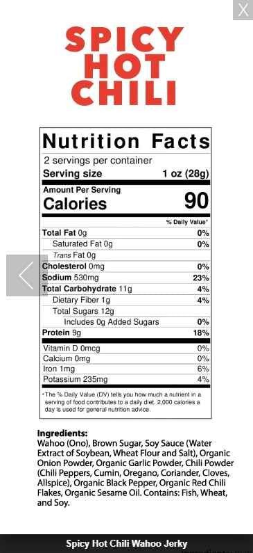 Kaimana Jerky - Wahoo (Ono) Spicy Hot Chili Jerky (2 oz)