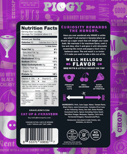 Krave - Black Cherry BBQ Pork Jerky (2.7 oz) Front