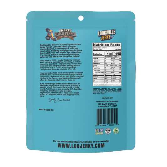 Louisville Vegan Jerky Co - Smoked Black Pepper Vegan Jerky