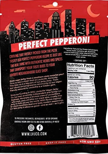 Louisville Vegan Jerky Co - Perfect Pepperoni (3 oz)