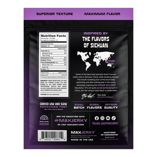 MaxJerky - Sichuan Chili Crisp Chicken Jerky