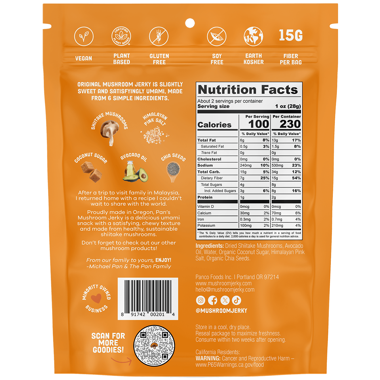 Pan's Mushroom Jerky - Original Mushroom Jerky