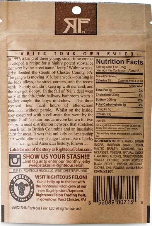 Righteous Felon - Bourbon Franklin Beef Jerky (2 oz)
