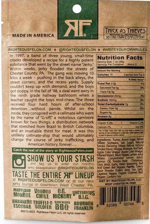 Righteous Felon - Fowl Capone Turkey Jerky (2 oz)