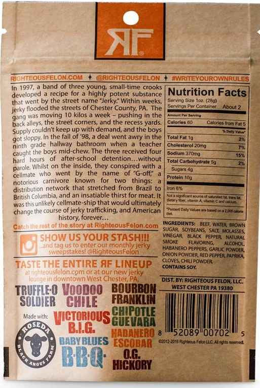 Righteous Felon - Habanero Escobar Beef Jerky (2 oz)