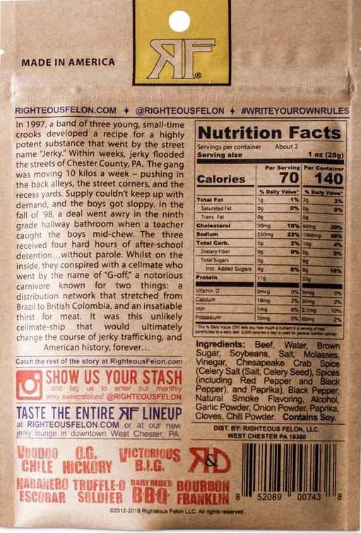 Righteous Felon - Maryland Monroe Beef Jerky (2 oz)
