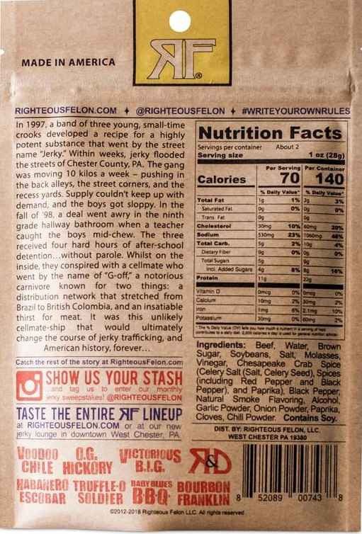 Righteous Felon - Maryland Monroe Beef Jerky (2 oz)