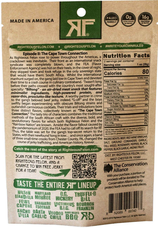 Righteous Felon - Nelson Mandilla Biltong (2 oz)