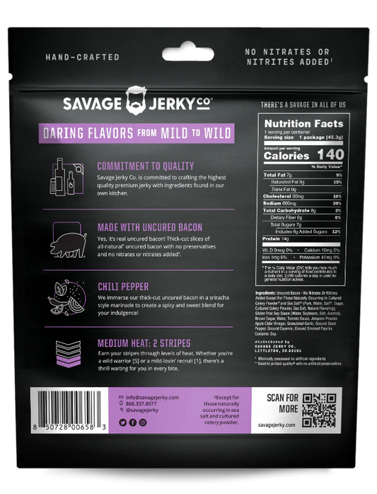 Savage Jerky Co - Chili Pepper Bacon Jerky