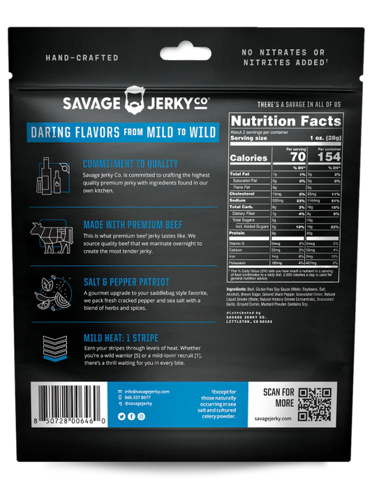 Savage Jerky Co - Salt & Pepper Patriot Beef Jerky