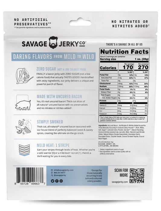 Savage Jerky Co - Simply Smoked Bacon Jerky