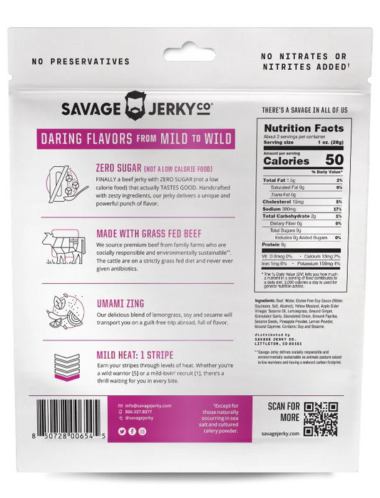 Savage Jerky Co - Umami Zing Grass Fed Beef Jerky