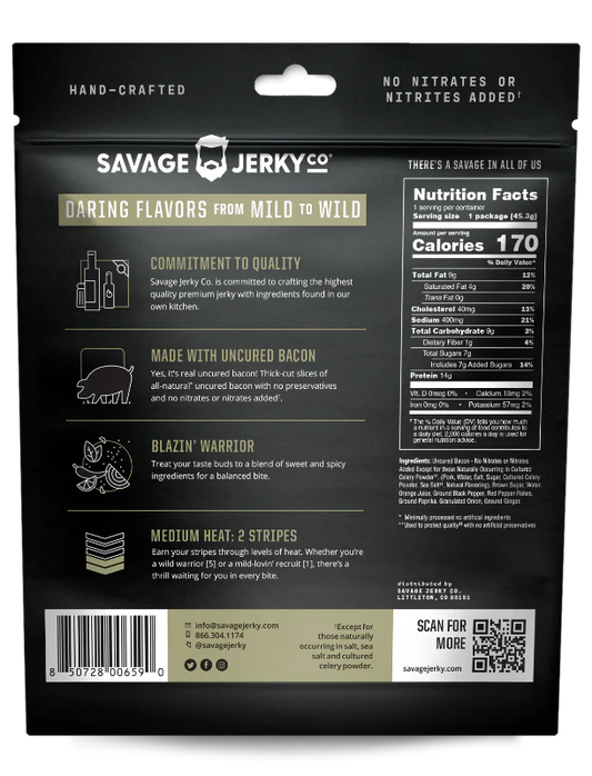 Savage Jerky Co - Blazin' Warrior Bacon Jerky