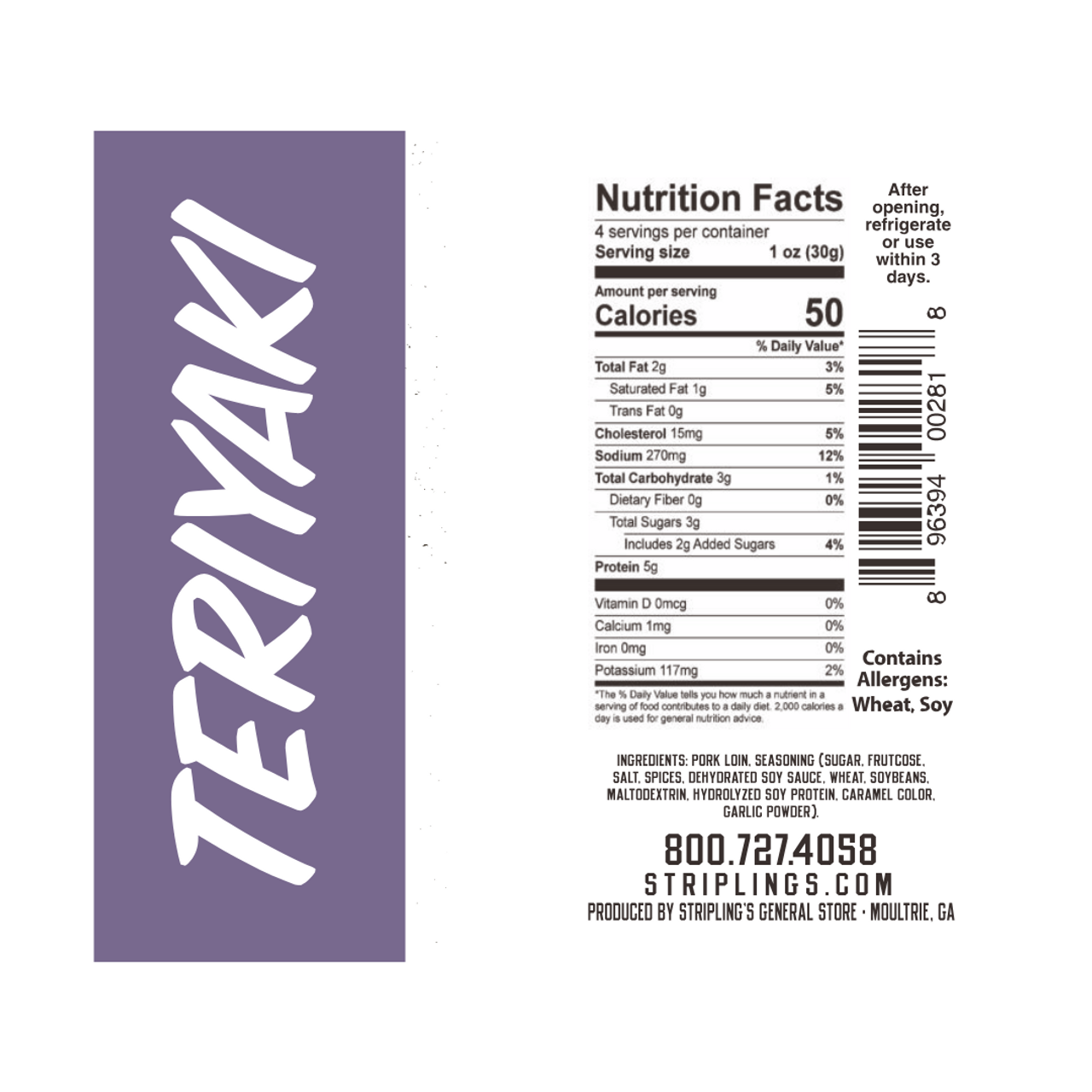 Striplings - Teriyaki Pork Jerky