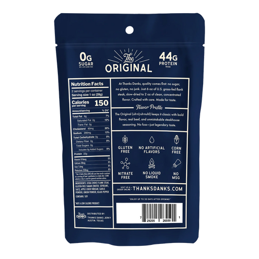 Thanks Danks The Original Beef Jerky back with nutrition label