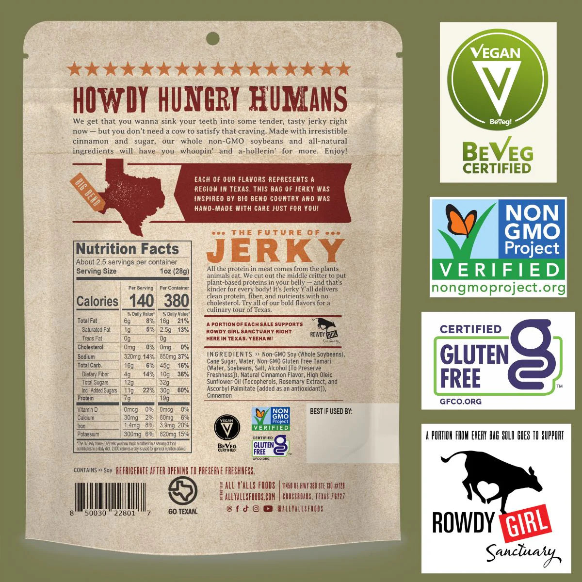 All Yalls Foods - Cinnamon Churro Vegan Jerky