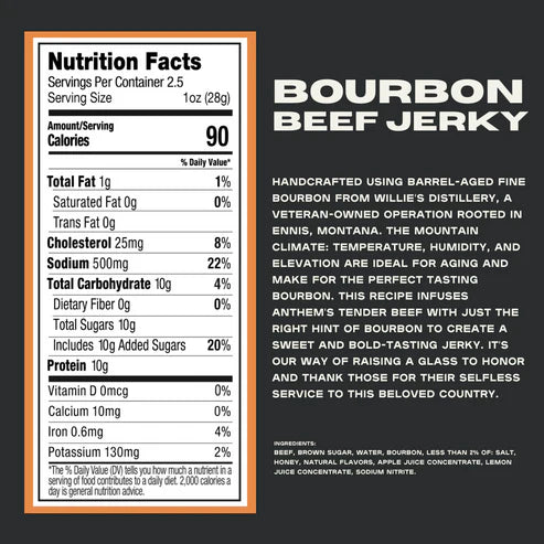 Anthem Snacks - Bourbon Beef Jerky