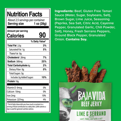 Baja Vida Jerky - Lime & Serrano Pepper Beef Jerky (2.5 oz)