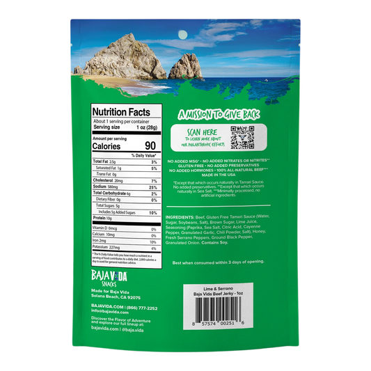 Baja Vida Jerky - Lime & Serrano Pepper Beef Jerky