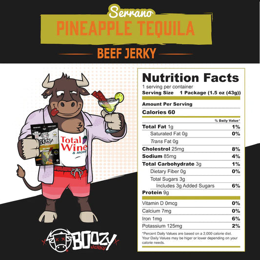 Boozy Jerky - Pineapple Serrano Tequila Beef Jerky