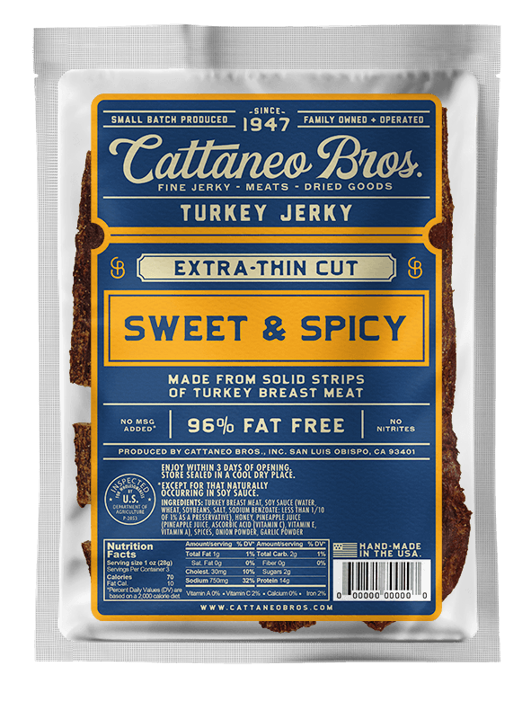Cattaneo Bros - Extra thin Cut Sweet & Spicy Turkey Jerky
