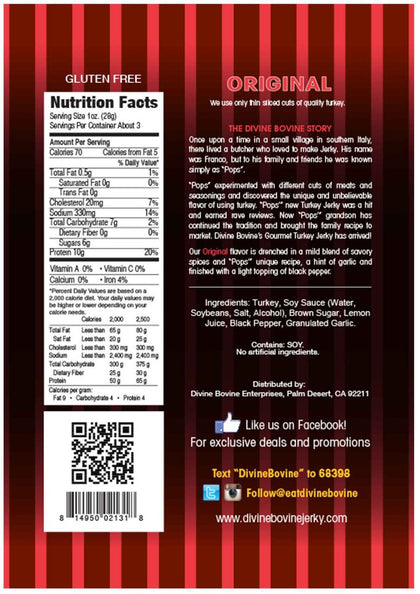 Divine Bovine - Original Turkey Jerky (3.25 oz)