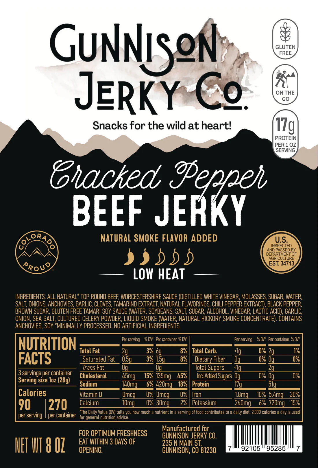 Gunnison Jerky Co - Cracked Pepper Beef Jerky