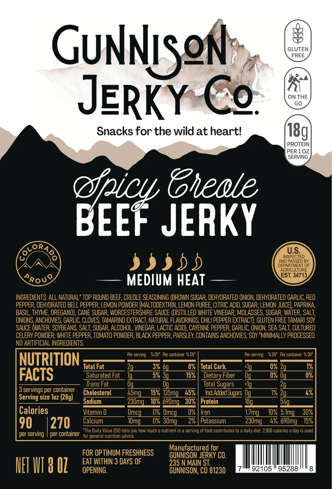 Gunnison Jerky Co - Spicy Creole Beef Jerky