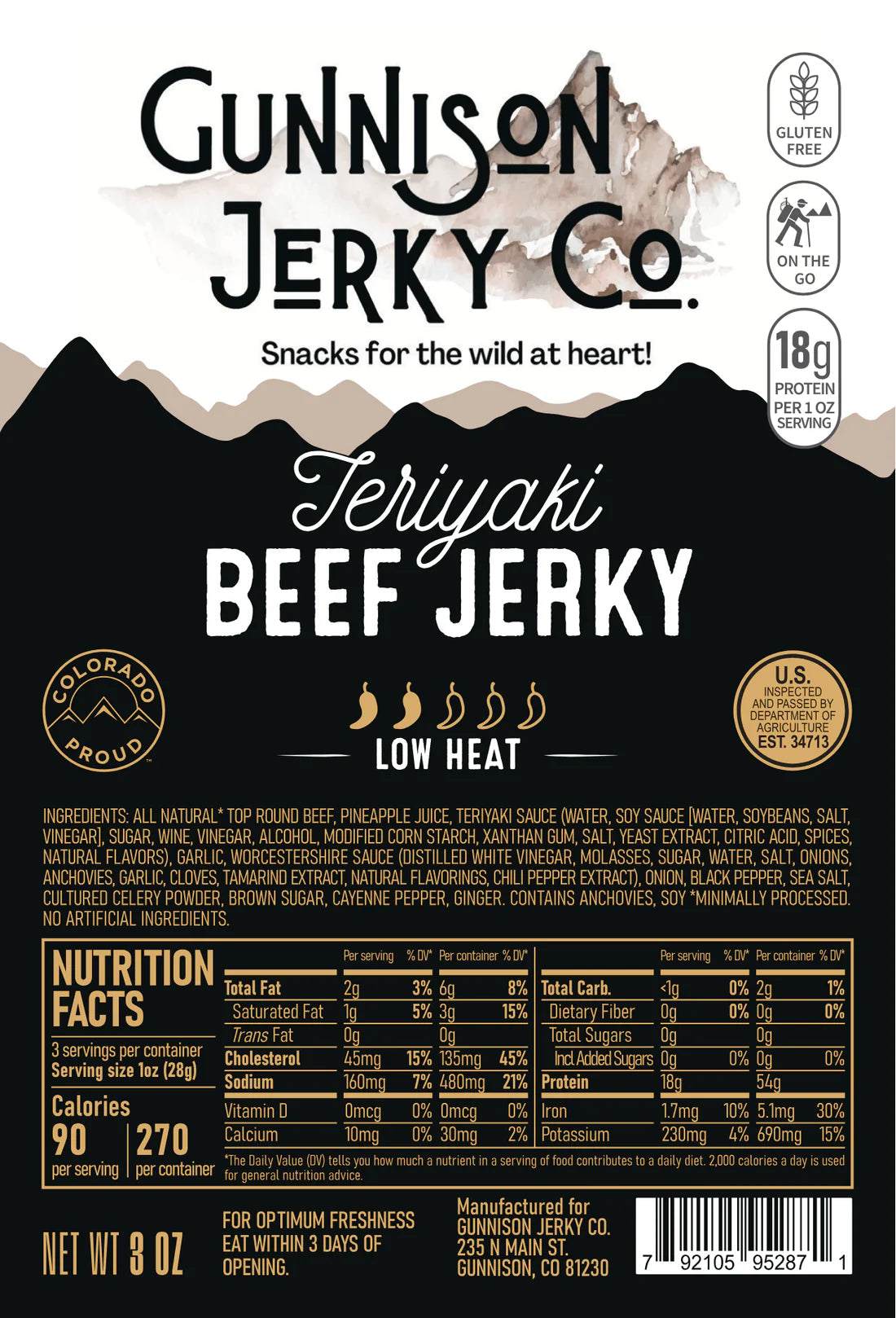 Gunnison Jerky Co - Teriyaki Beef Jerky