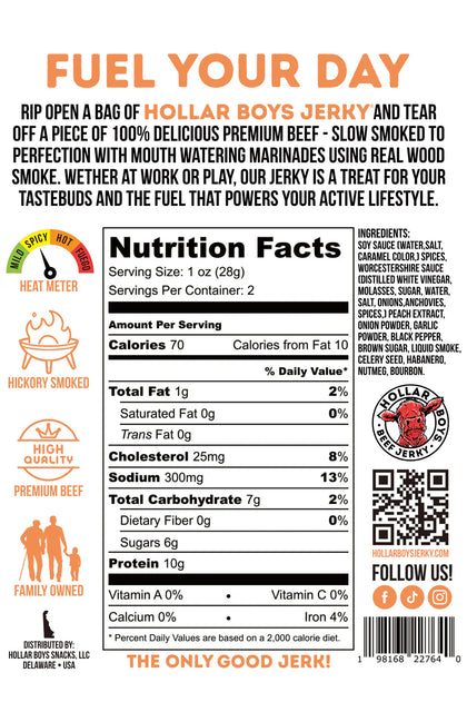 Hollar Boys Jerky - Peach Bourbon Beef Jerky