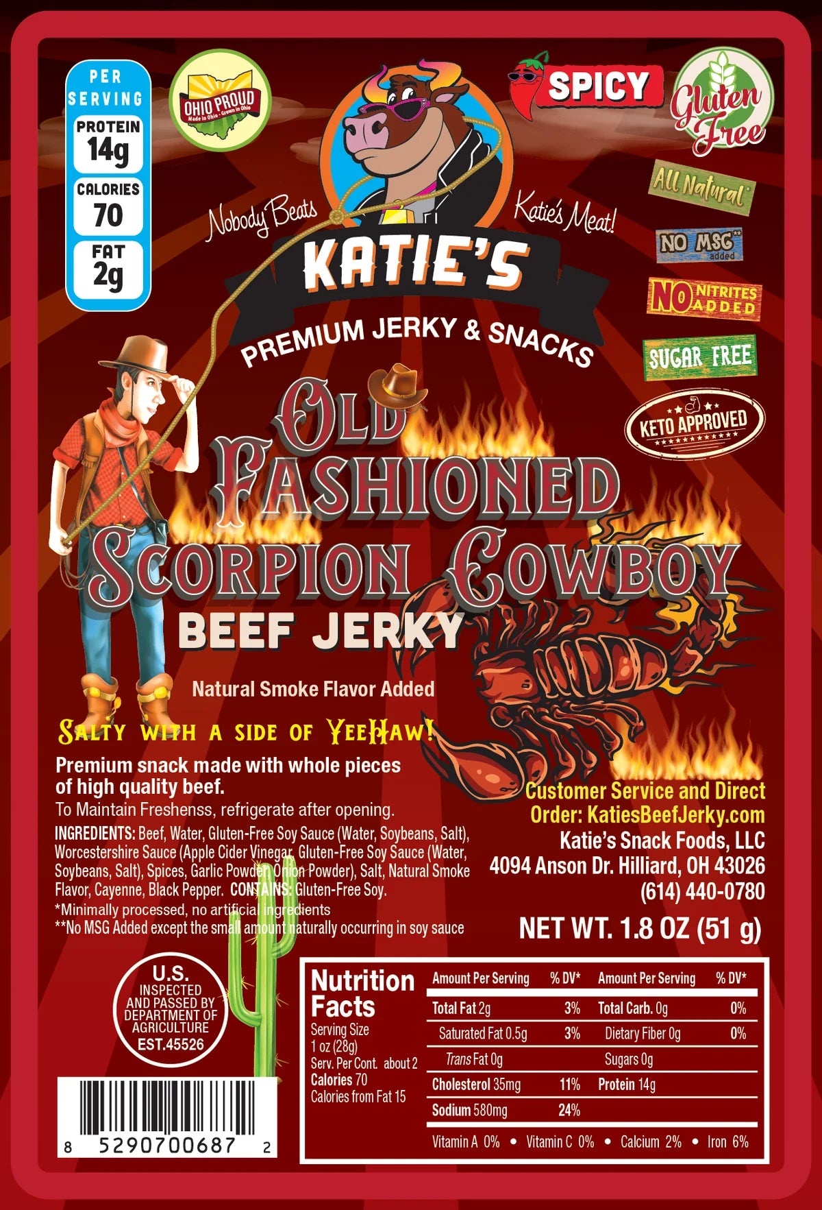 Katies Beef Jerky - Scorpion Old Fashioned Cowboy Beef Jerky