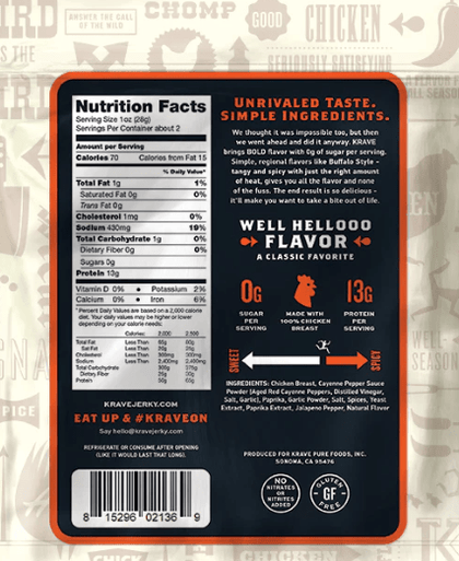 Krave - Buffalo Style Chicken Jerky (2.1 oz) Back