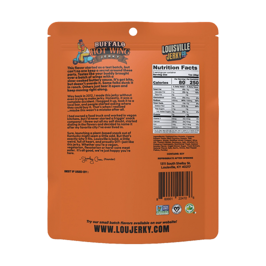 Louisville Vegan Jerky Co - Buffalo Hot Wing Vegan Jerky