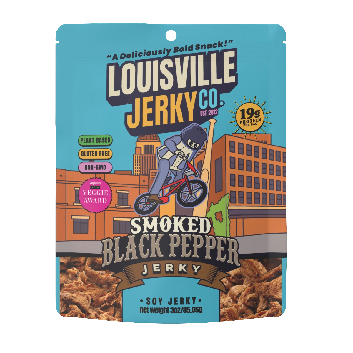 Louisville Vegan Jerky Co - Smoked Black Pepper Vegan Jerky
