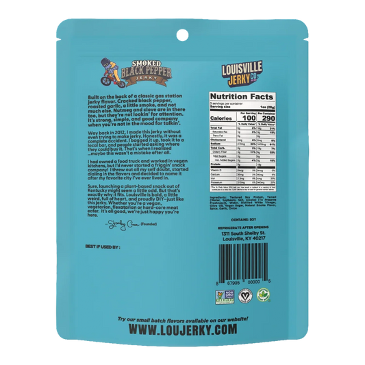 Louisville Vegan Jerky Co - Smoked Black Pepper Vegan Jerky